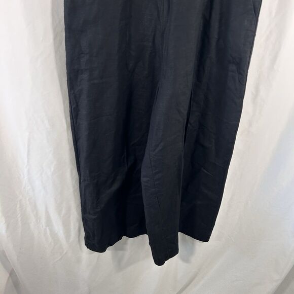 Gap Linen Blend Jump Suit Women's 8 Black Zip Back Sleeveless No Belt Wide Leg - Picture 3 of 12